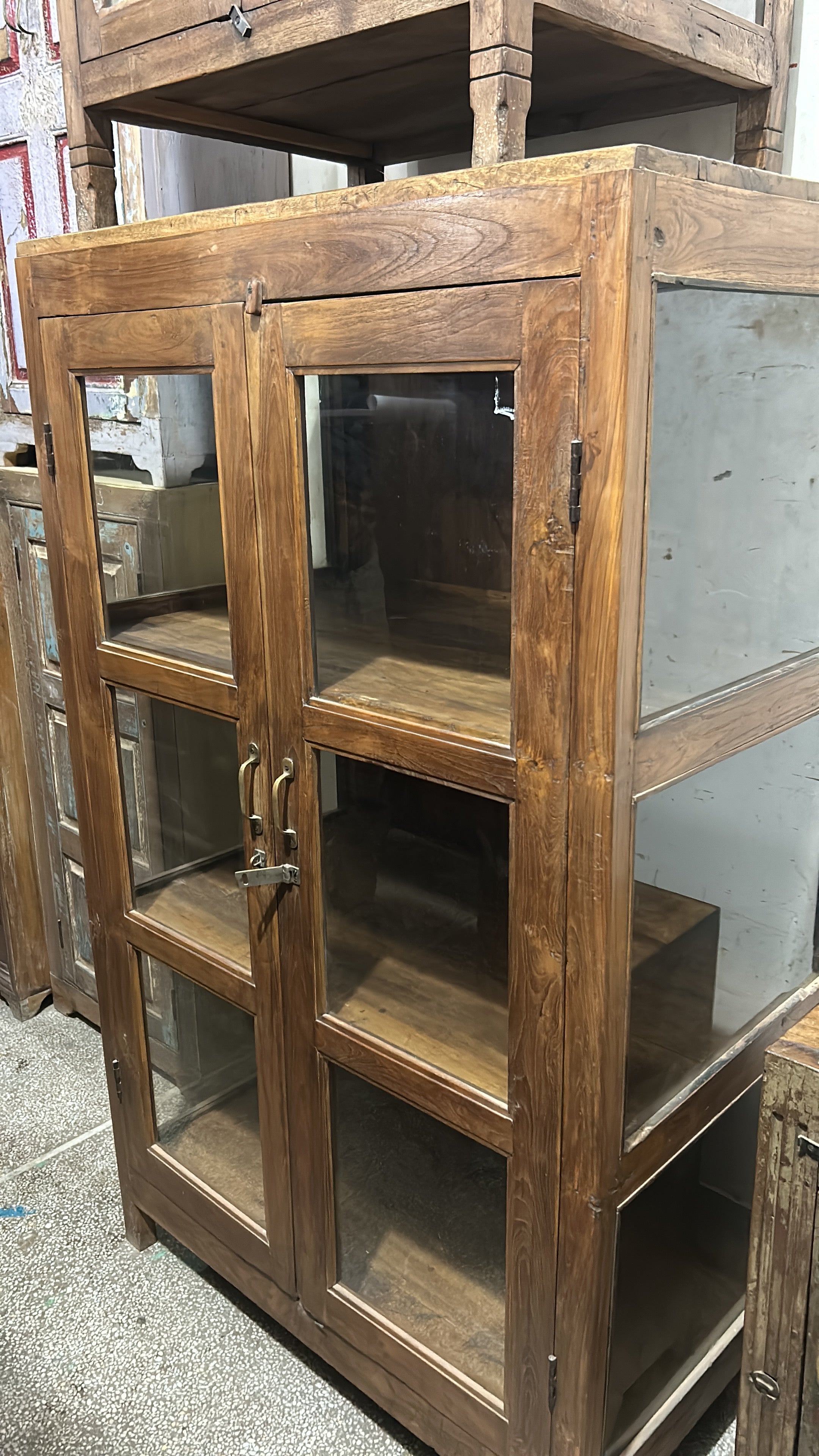 Teak Glass Cabinet MH08 (W92 x D57 x H144 cm)