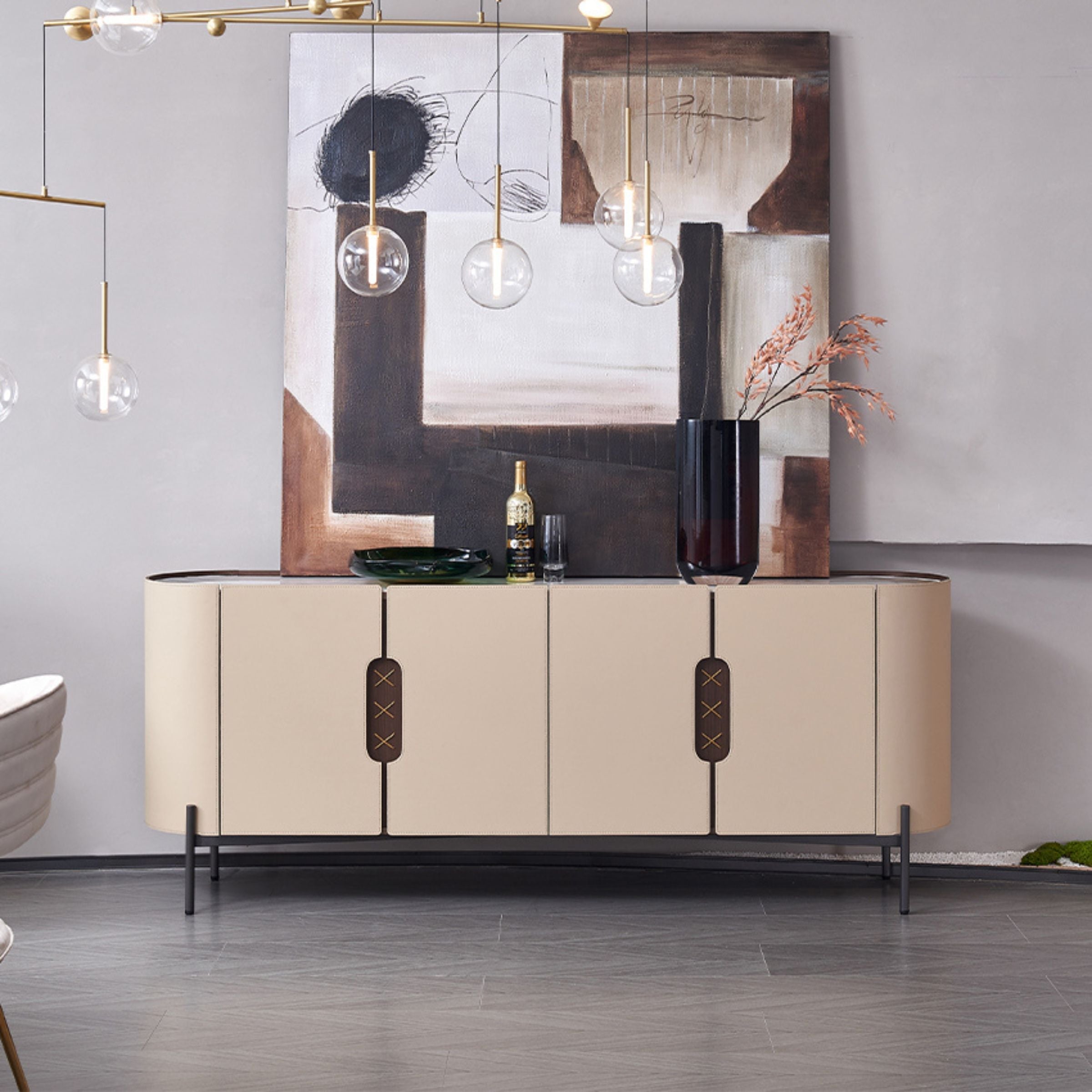 Stitch Saddle Leather Sideboard / Cabinet MLL-T32