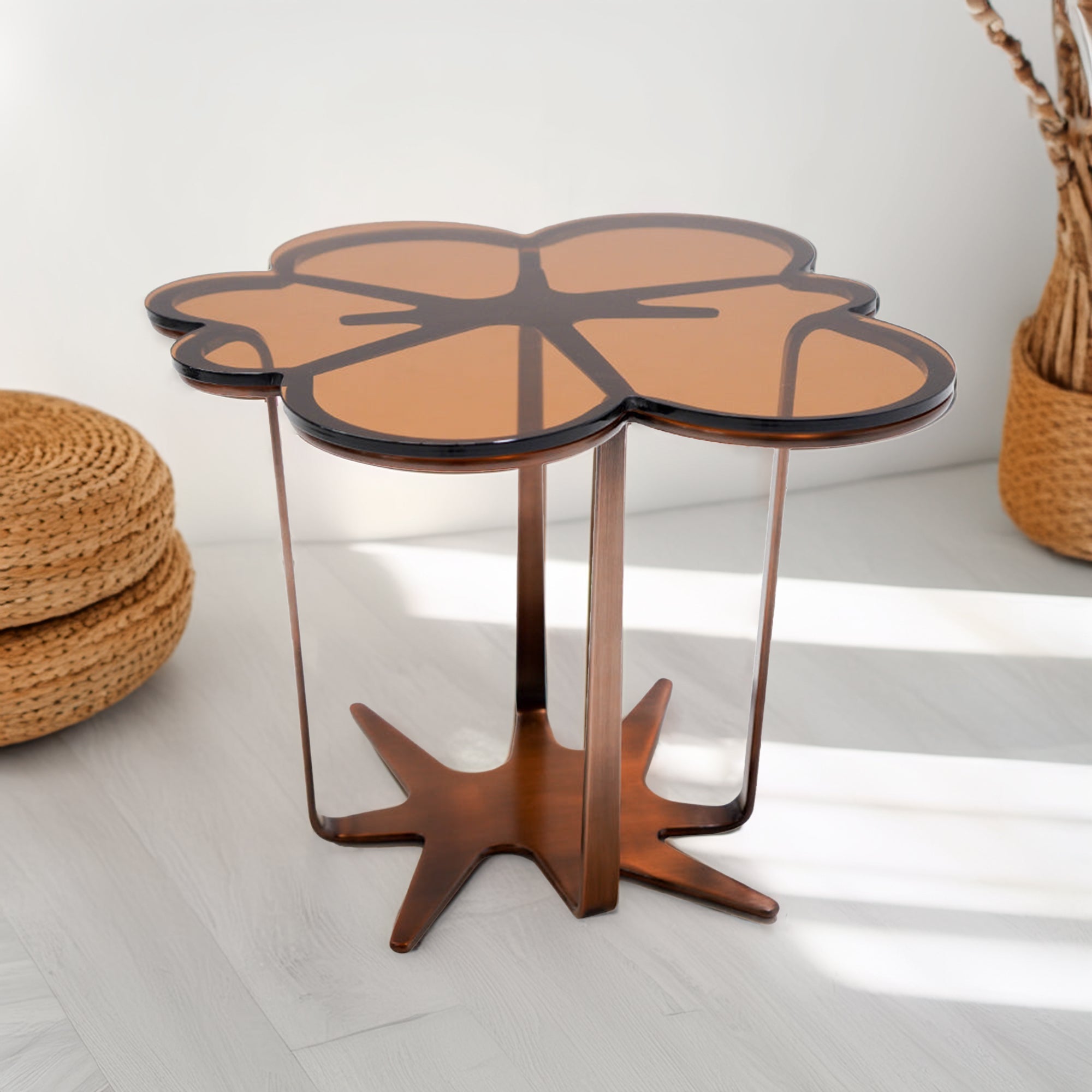 Glowing Blossom Glass Top  Side Table ST760