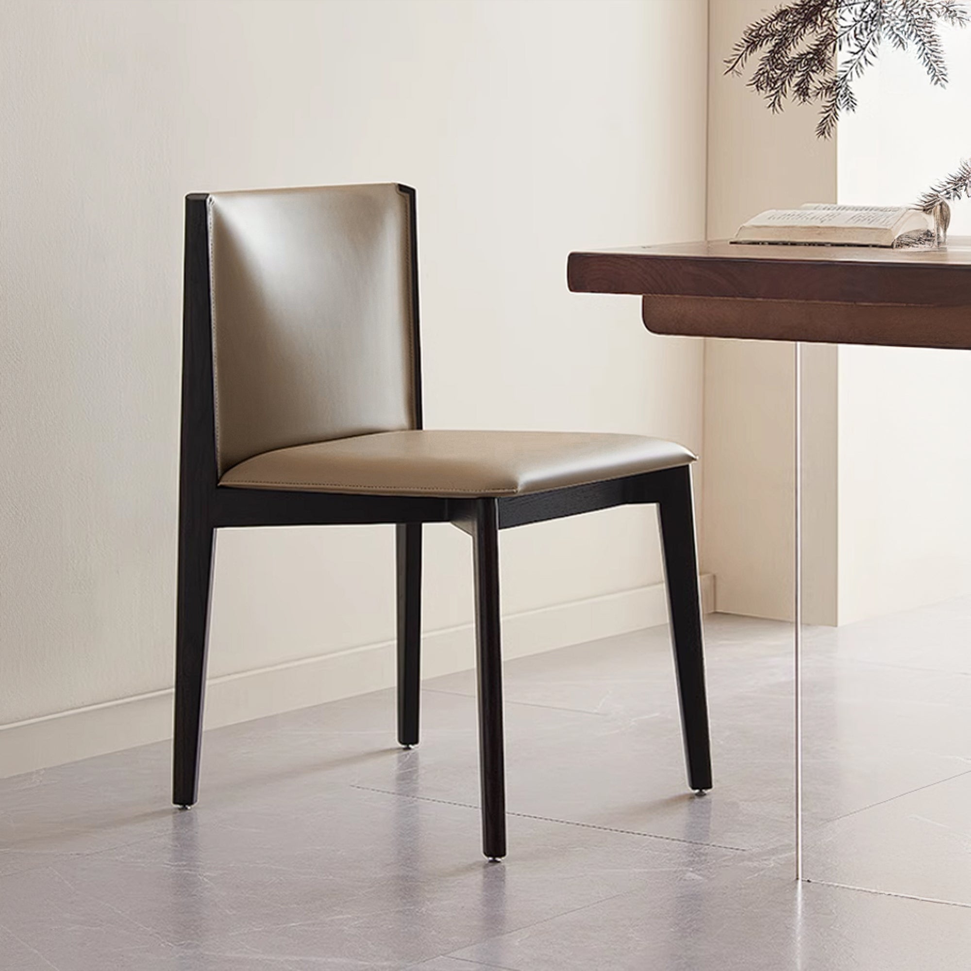 Dark Saddle Leather Dining Chair PS-B132-1