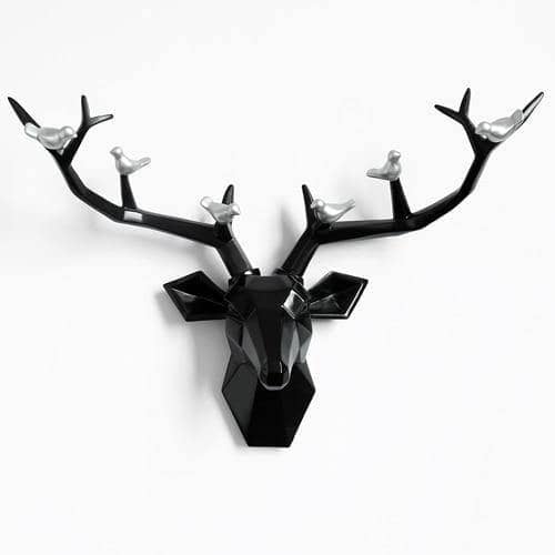 3D Deer Head & Bird Statue - Nature-Inspired Wall Decor