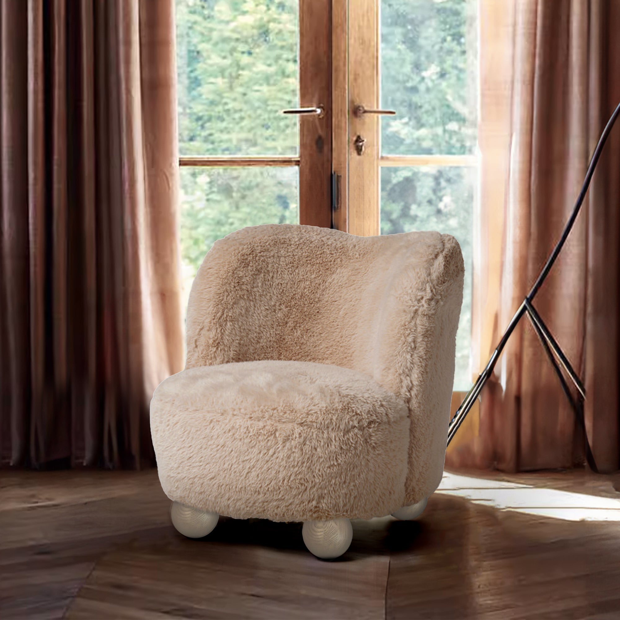 Ball Foot Accent Chair - Ivory 18100-02e