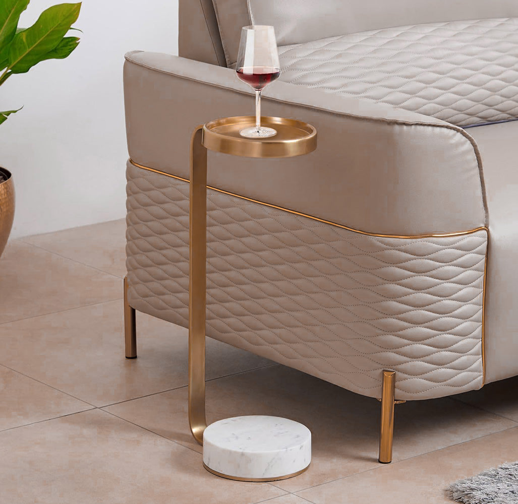 Travertine and Gold metal in Copper Side Table 4916-TRA