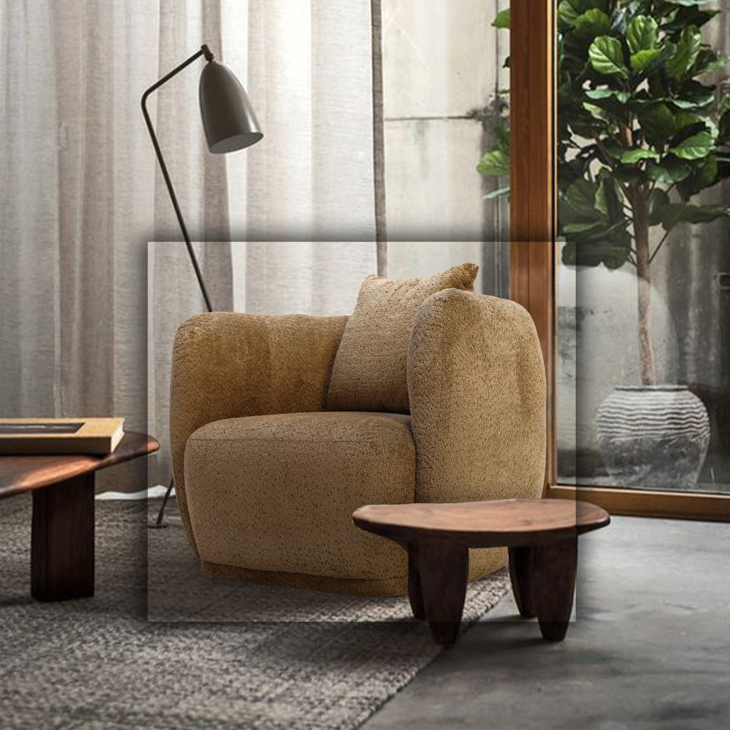 Crown Armchair SBRN-CRN1S- Light Brown