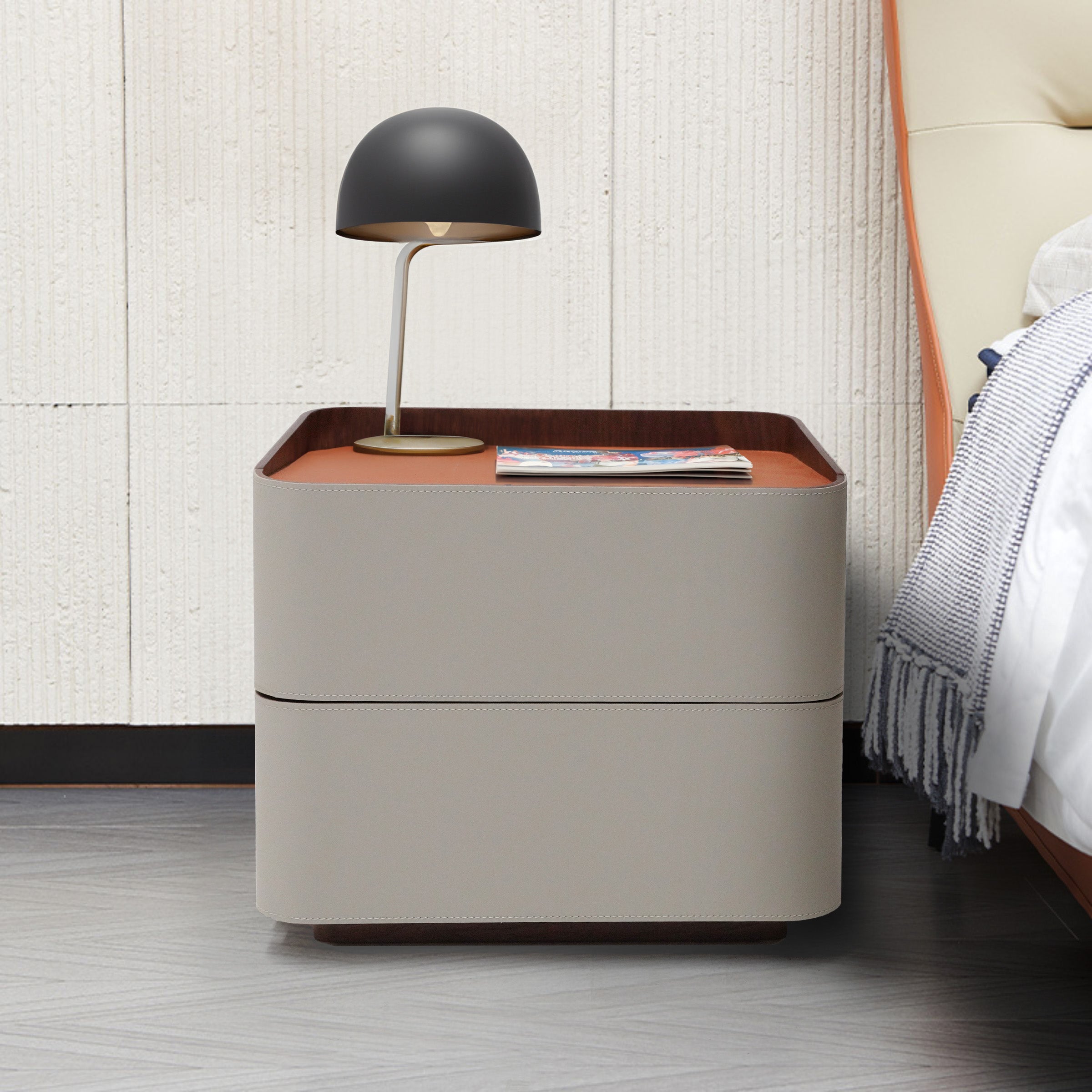 Urban Retreat Saddle Leather Bedside Table NS-017