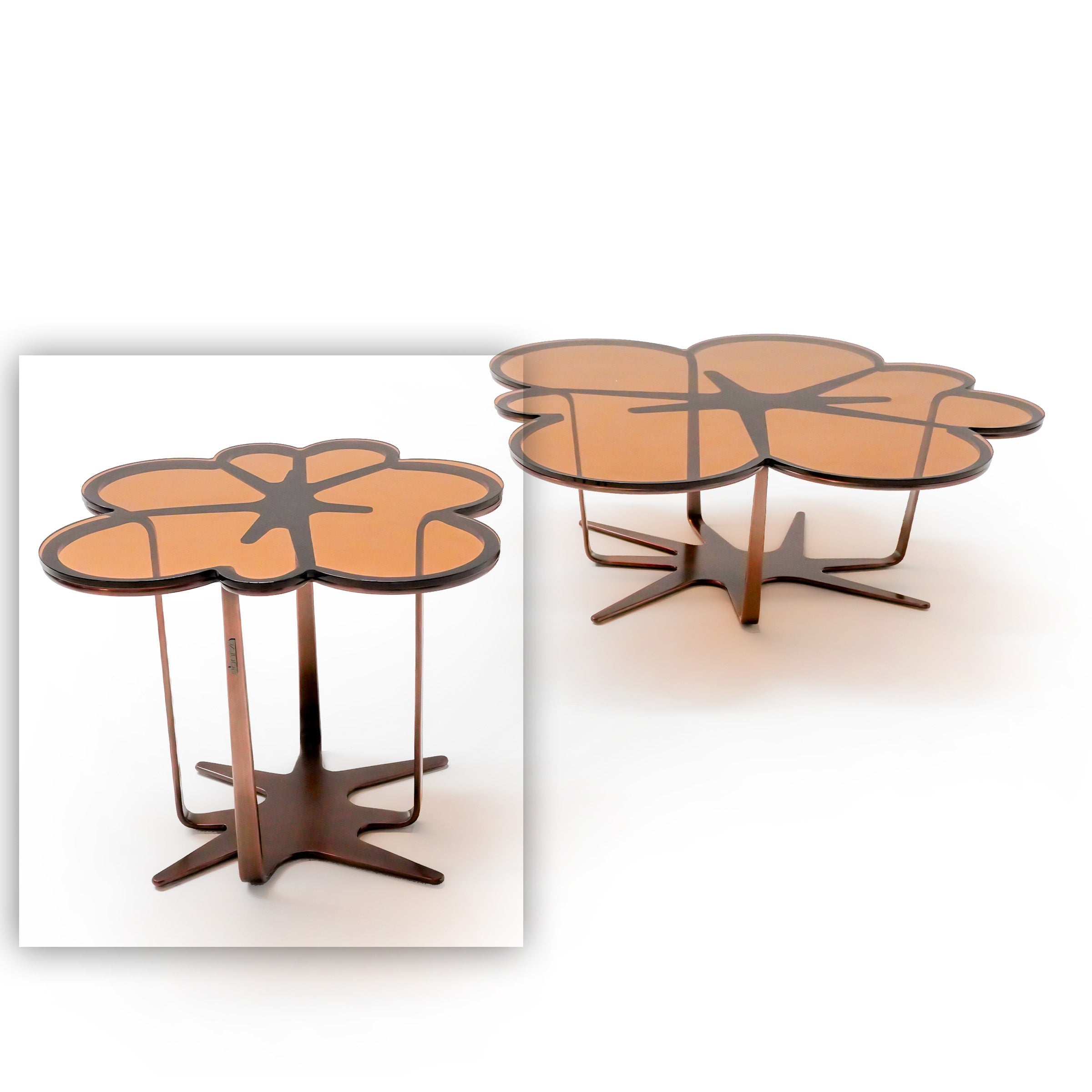 Glowing Blossom Glass Top  Side Table ST760