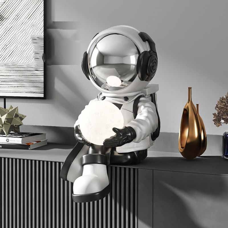 Astronaut Moon Lamp - Whimsical Space Sculpture for Your Decor