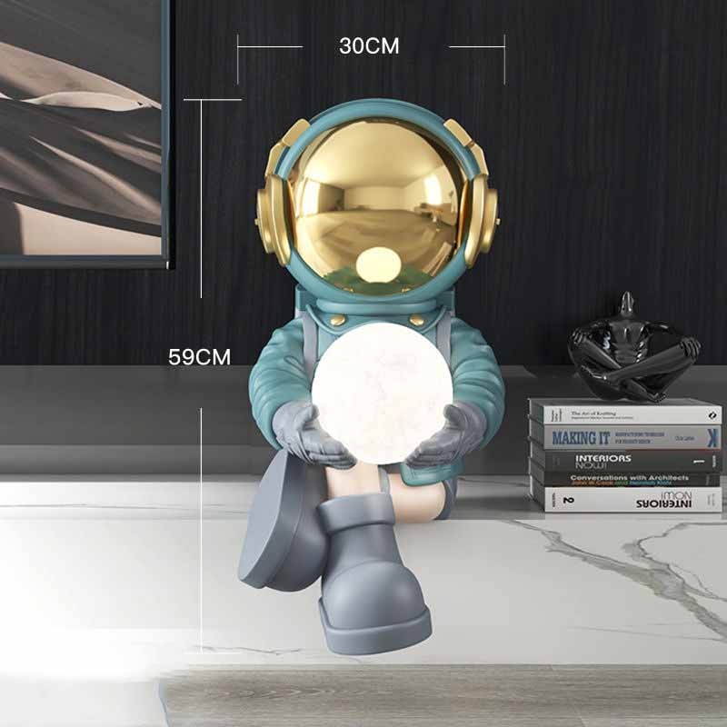 Astronaut Moon Lamp - Whimsical Space Sculpture for Your Decor