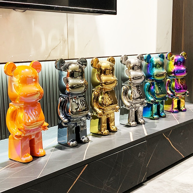 Bearbrick Electroplated Resin Statue - Eye-catching Decor for a Unique Touch