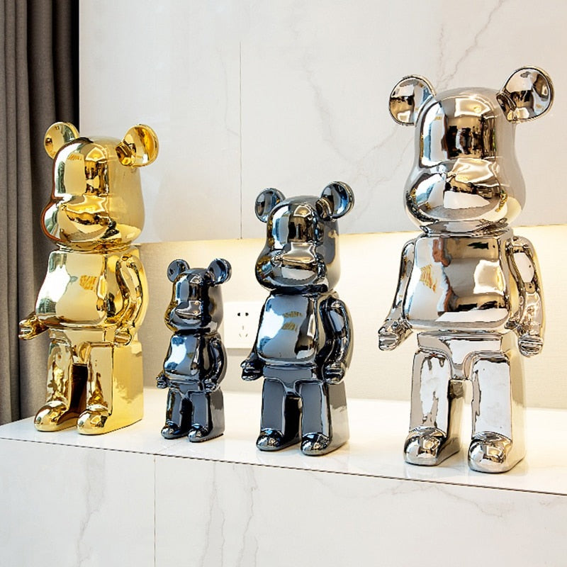 Bearbrick Electroplated Resin Statue - Eye-catching Decor for a Unique Touch