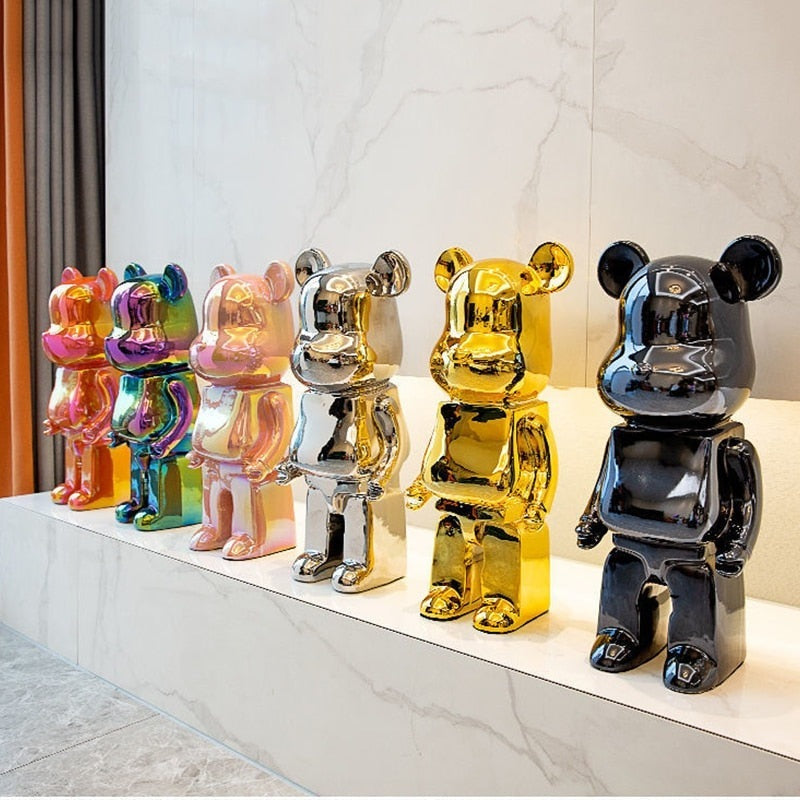 Bearbrick Electroplated Resin Statue - Eye-catching Decor for a Unique Touch