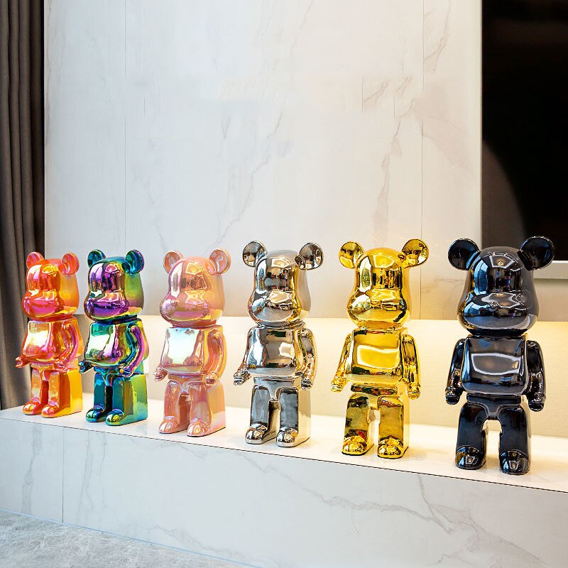 Bearbrick Electroplated Resin Statue - Eye-catching Decor for a Unique Touch