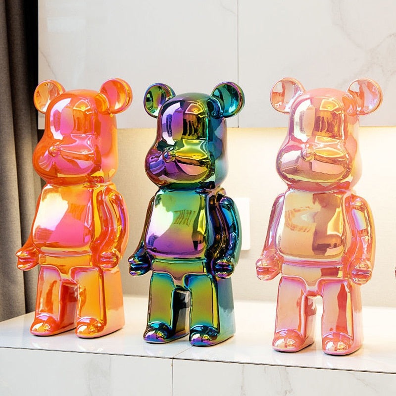 Bearbrick Electroplated Resin Statue - Eye-catching Decor for a Unique Touch