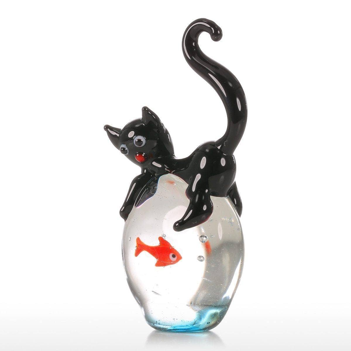 Cat & Glass Ball Goldfish Decor - Modern Home Decor with a Whimsical Twist