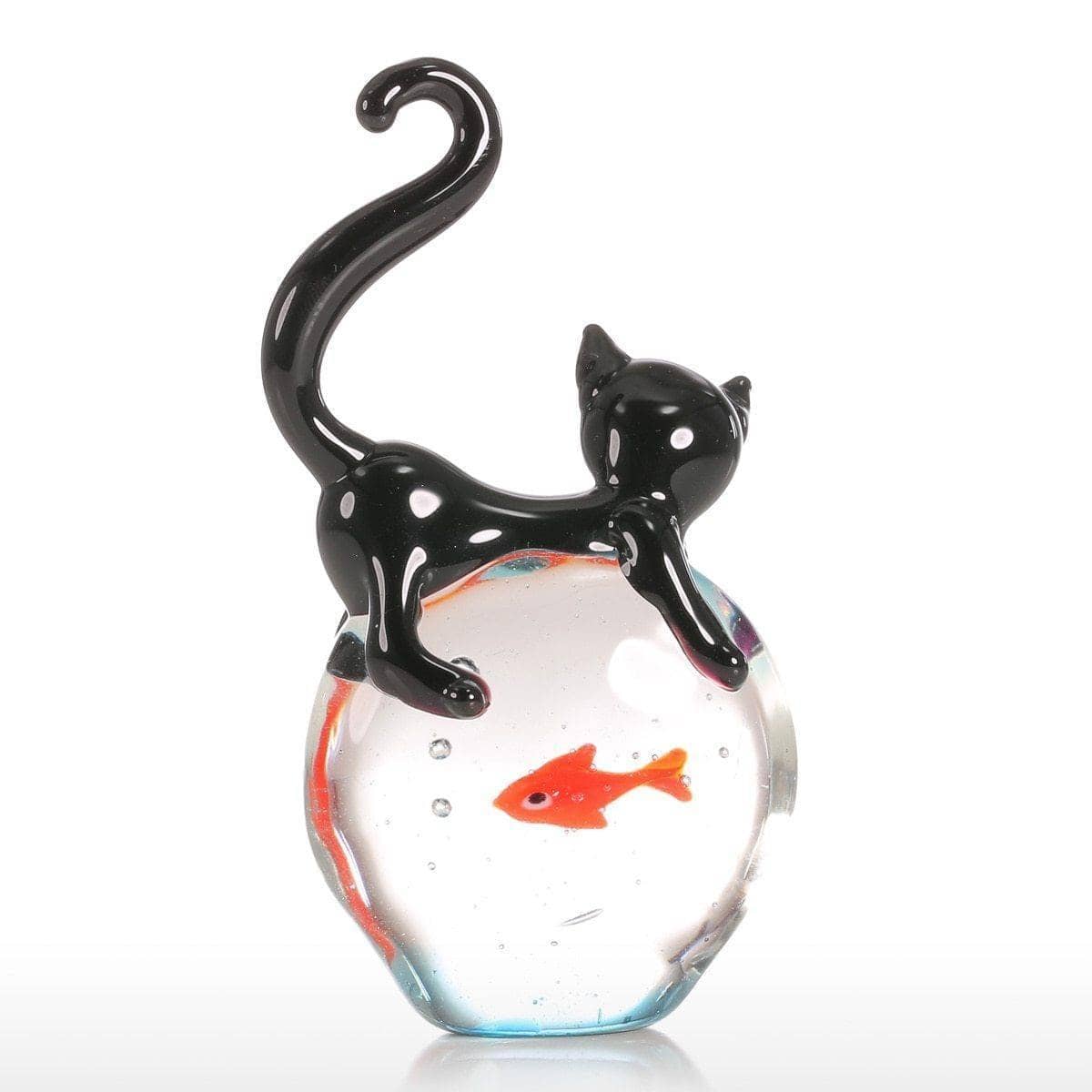 Cat & Glass Ball Goldfish Decor - Modern Home Decor with a Whimsical Twist