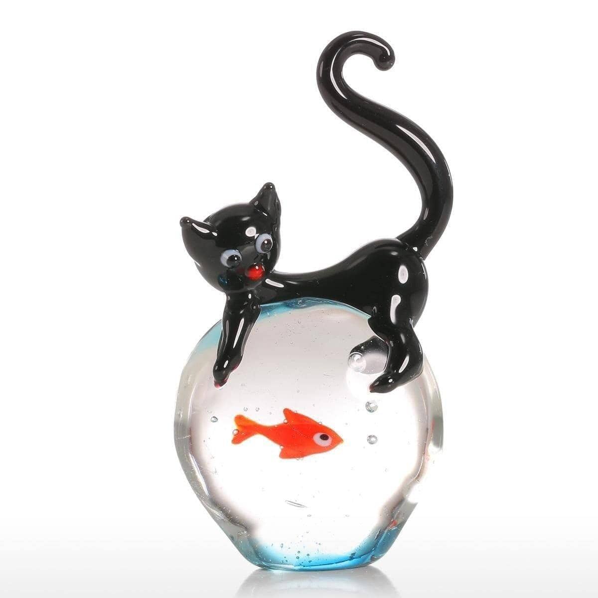 Cat & Glass Ball Goldfish Decor - Modern Home Decor with a Whimsical Twist