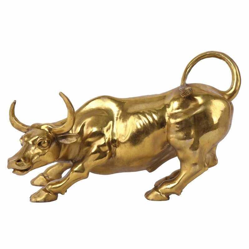 Cattle Bull Market Brass Copper Sculpture - Wall Street Home Decoration