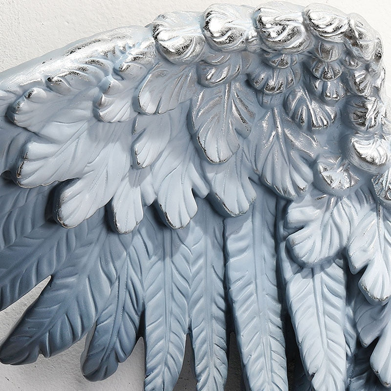 Celestial Serenity: Three-Dimensional Angel Wings Wall Sculpture