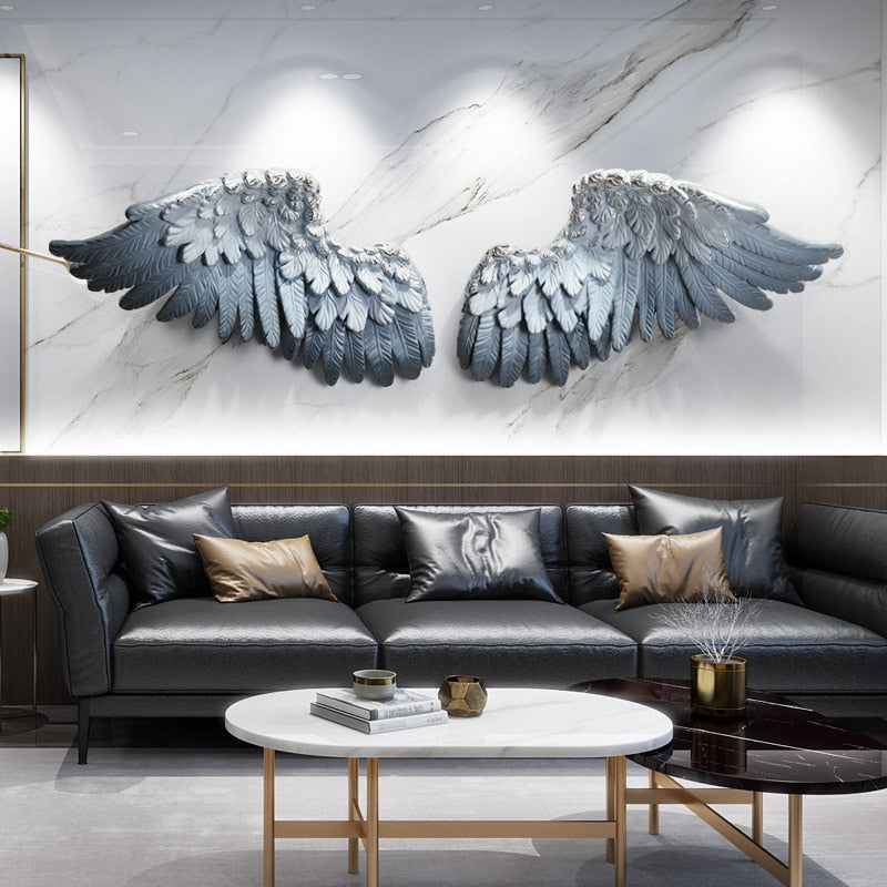 Celestial Serenity: Three-Dimensional Angel Wings Wall Sculpture