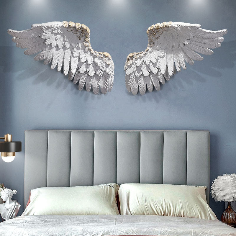 Celestial Serenity: Three-Dimensional Angel Wings Wall Sculpture