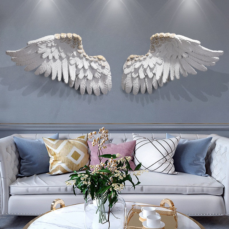 Celestial Serenity: Three-Dimensional Angel Wings Wall Sculpture