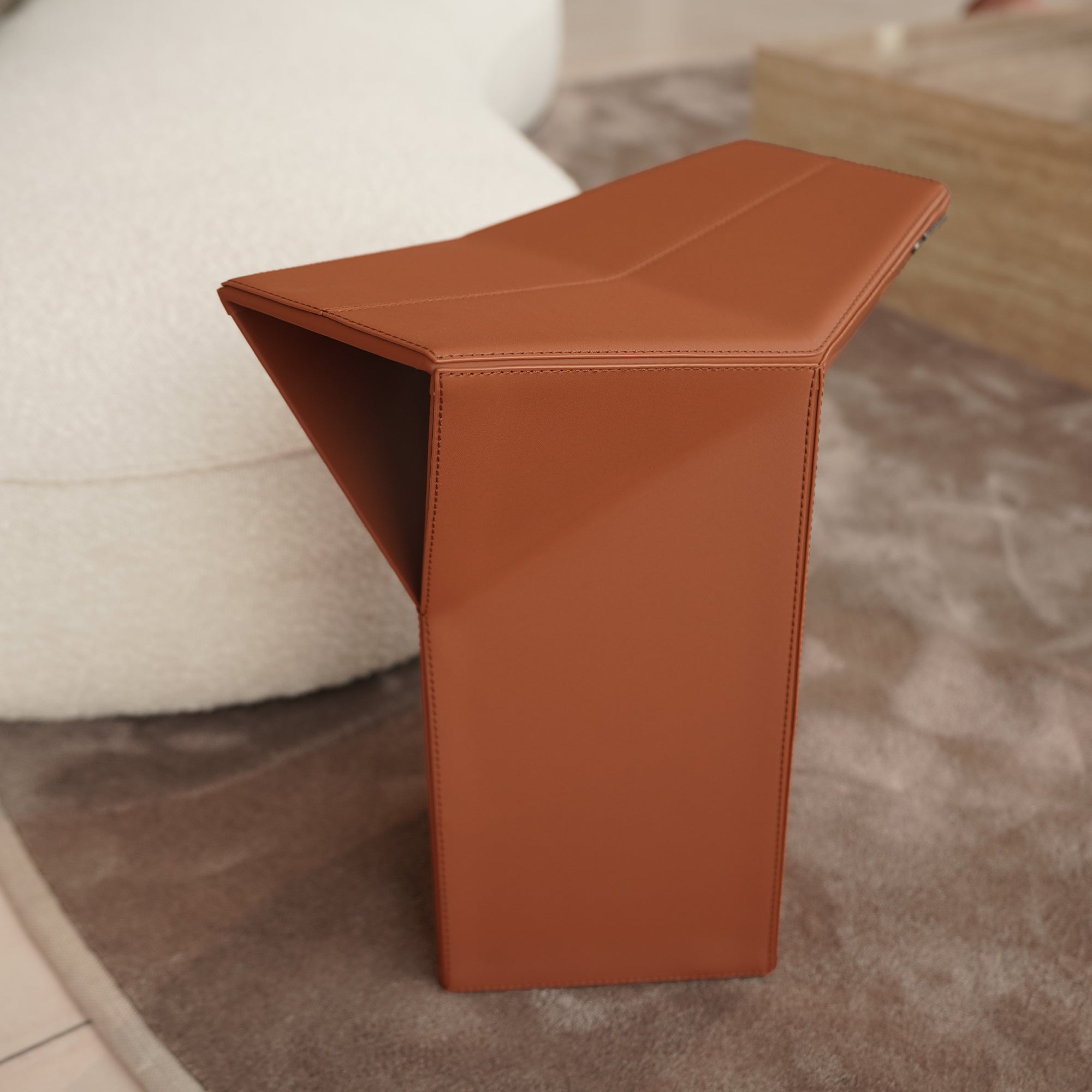 Microfiber Saddle Leather Side Table/ low stool JK-D161 orange