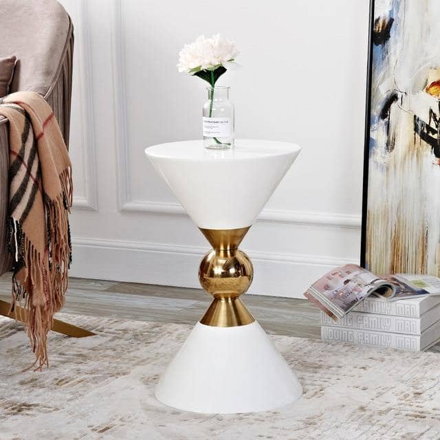 Golden Funnel Coffee Table: Modern and Chic Round Side Table