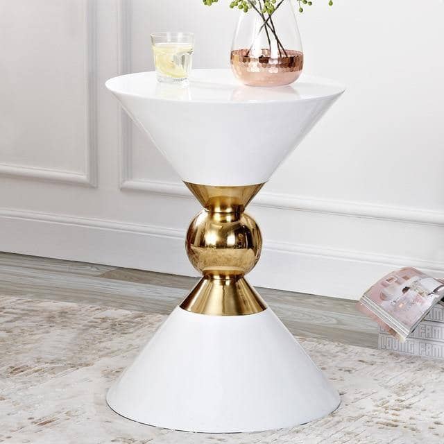 Golden Funnel Coffee Table: Modern and Chic Round Side Table