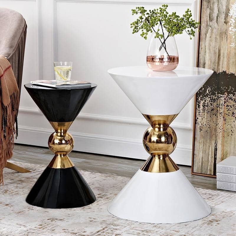 Golden Funnel Coffee Table: Modern and Chic Round Side Table