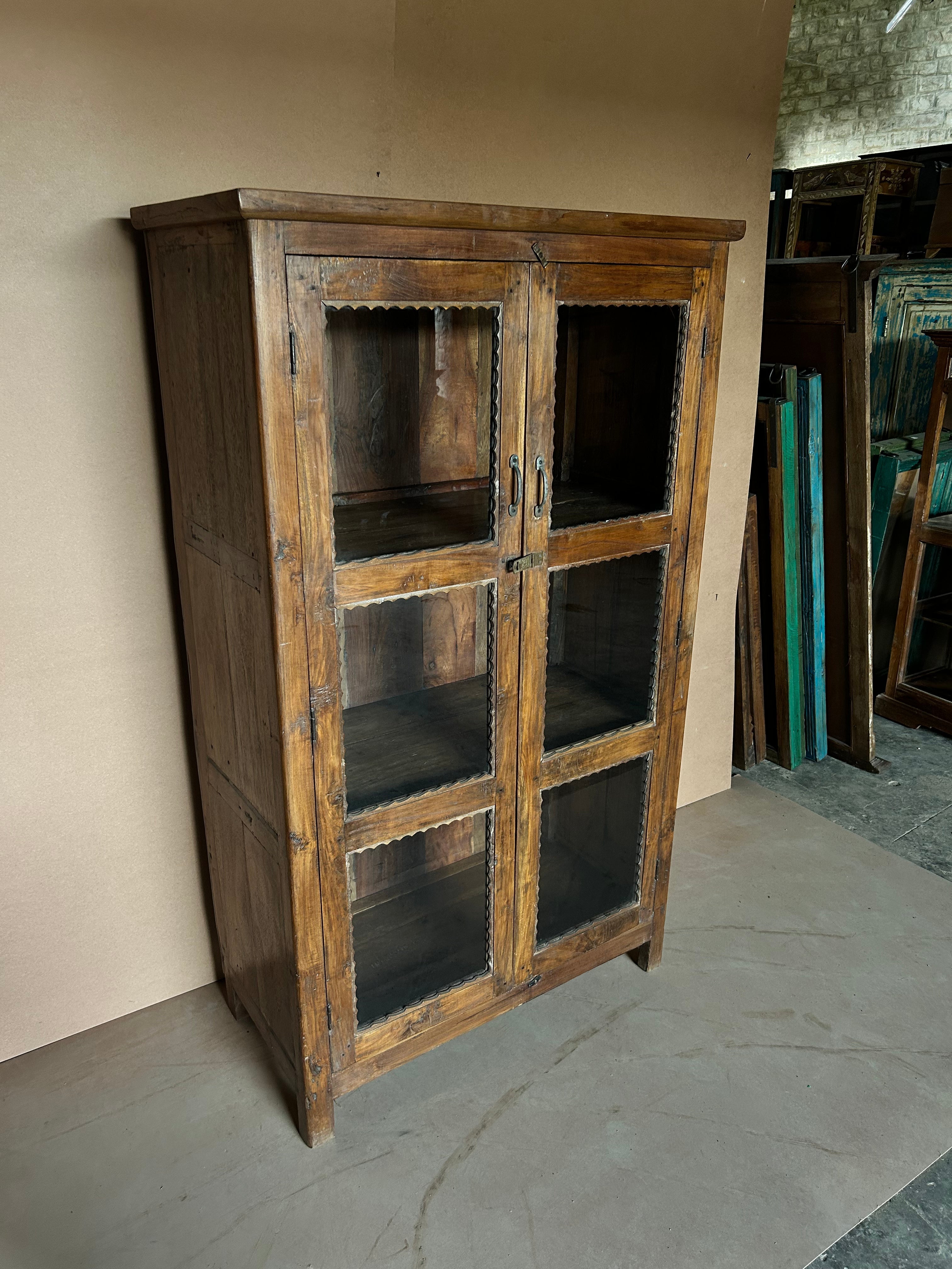 Teak Glass Cabinet MH11 (W95 x D47 x H162 cm)