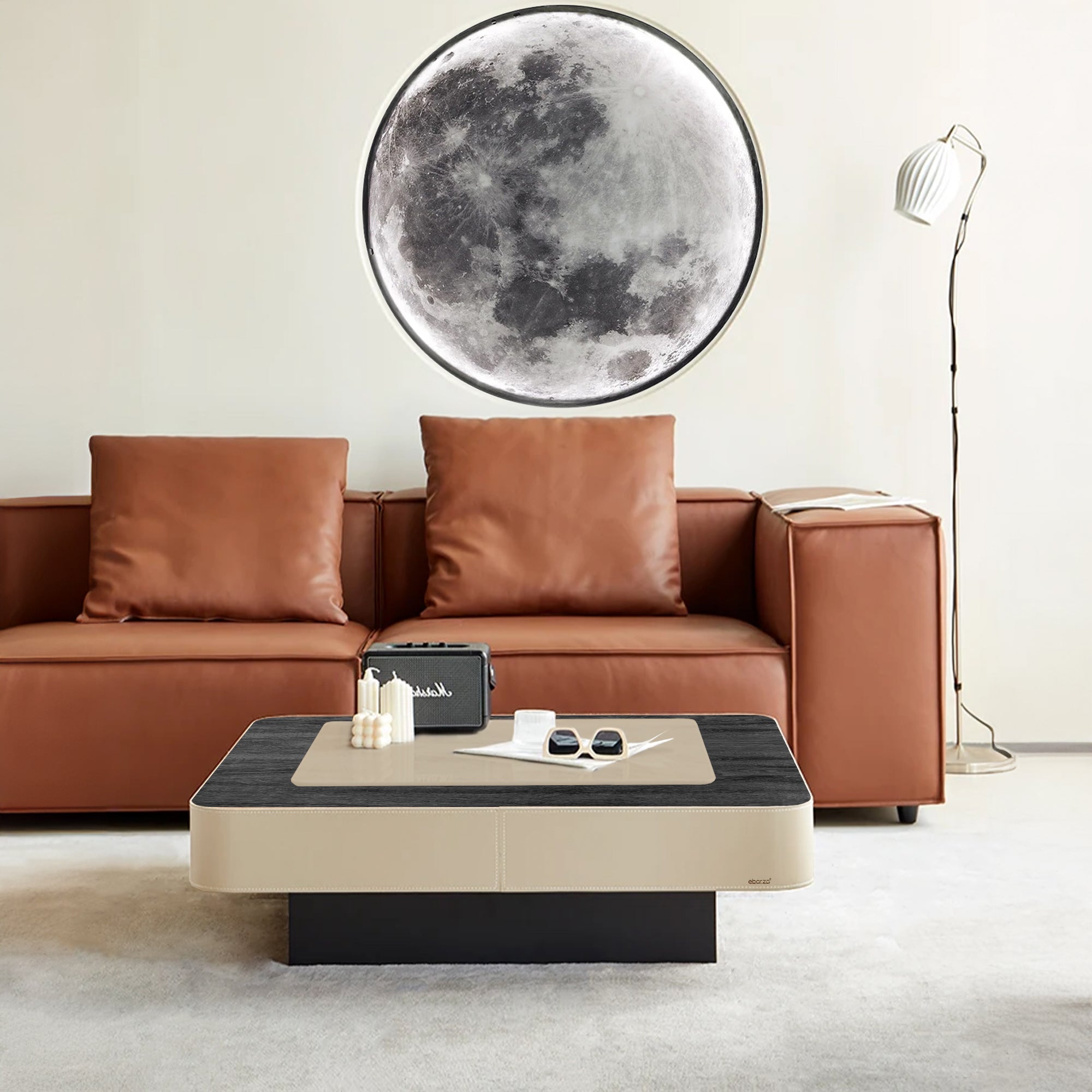 Saddle Leather Veneer Coffee Table MLL-D110