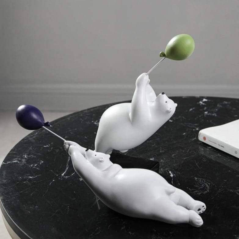 Levitating Arctic: Flying Polar Bear Resin Modern Home Decor