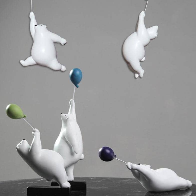 Levitating Arctic: Flying Polar Bear Resin Modern Home Decor