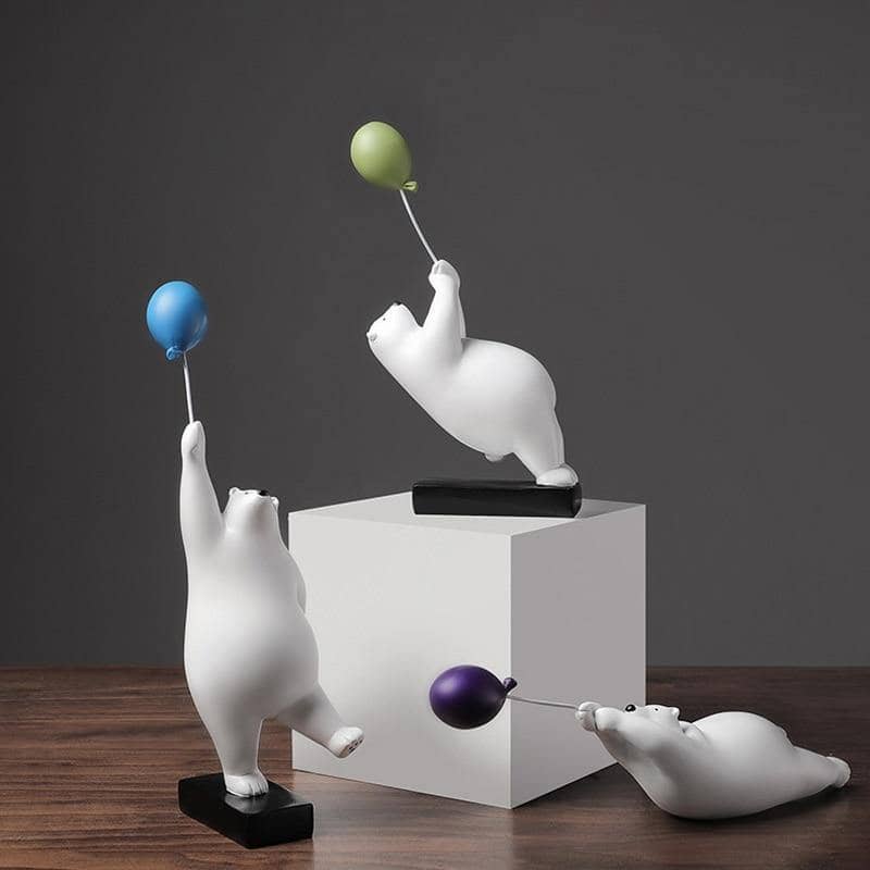 Levitating Arctic: Flying Polar Bear Resin Modern Home Decor