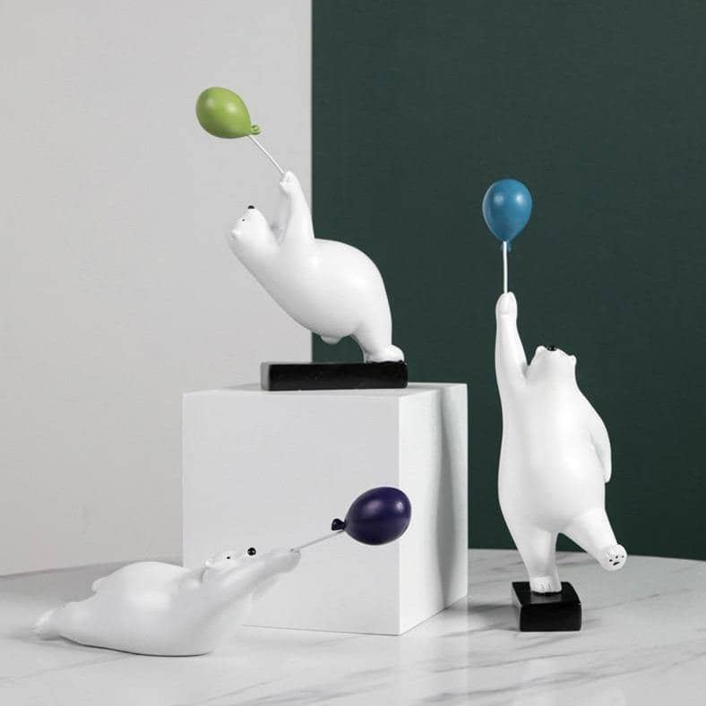 Levitating Arctic: Flying Polar Bear Resin Modern Home Decor