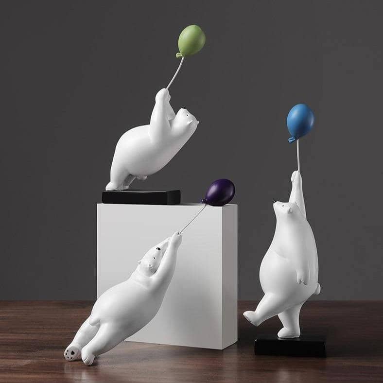 Levitating Arctic: Flying Polar Bear Resin Modern Home Decor