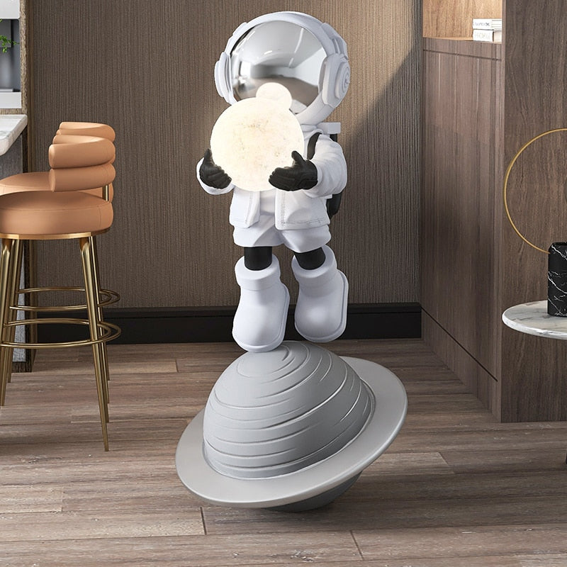 Lifelike Large Astronaut Moon Light Floor Sculpture