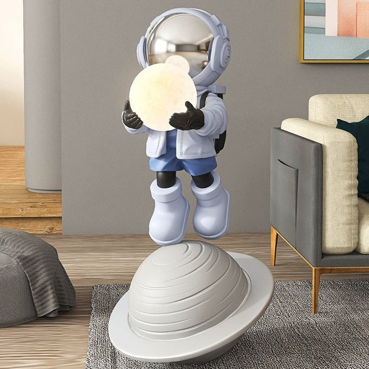 Lifelike Large Astronaut Moon Light Floor Sculpture