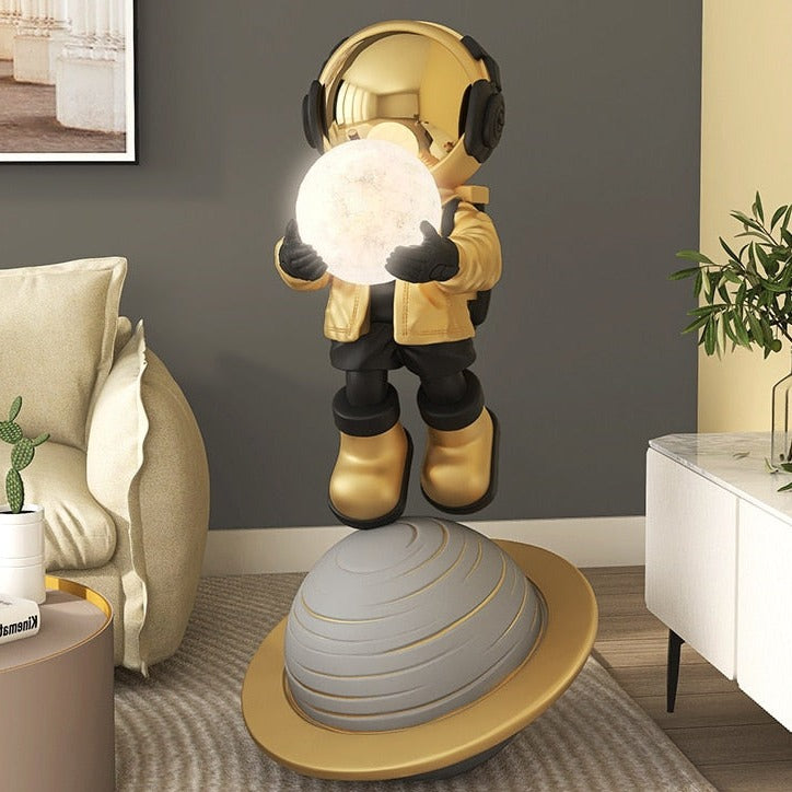 Lifelike Large Astronaut Moon Light Floor Sculpture