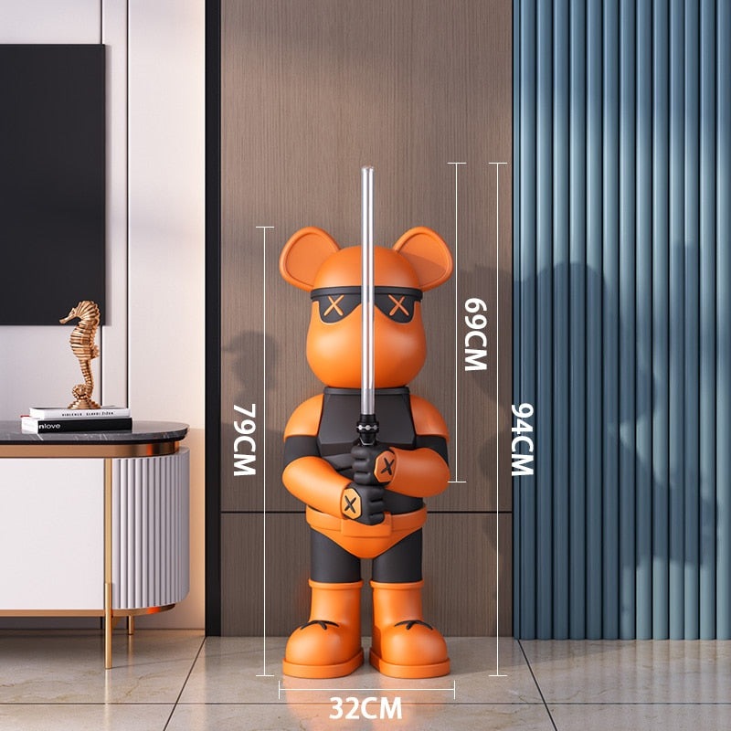 Lightsaber Fun Bear Statue Sculpture Decor - The Perfect Blend of Fun