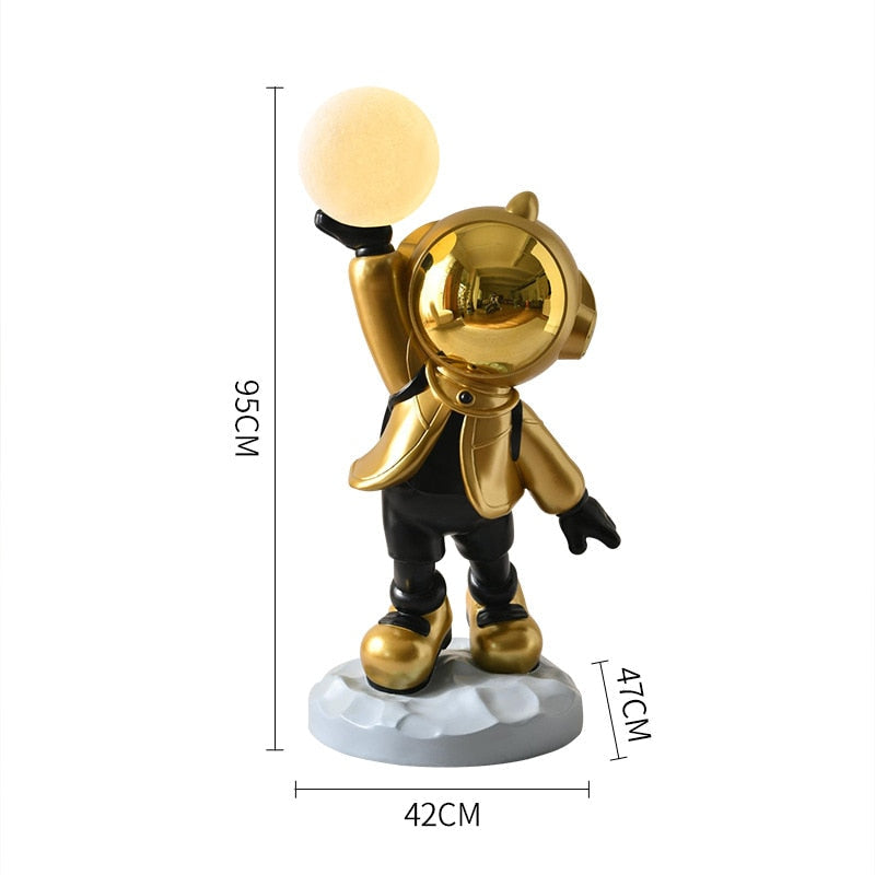 Monumental Lunar Celebration: Jumbo Astronaut Holding LED Moon Light Floor Decor