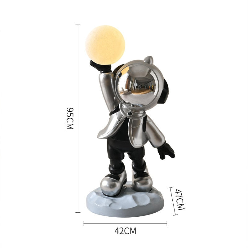 Monumental Lunar Celebration: Jumbo Astronaut Holding LED Moon Light Floor Decor