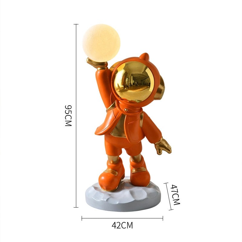 Monumental Lunar Celebration: Jumbo Astronaut Holding LED Moon Light Floor Decor