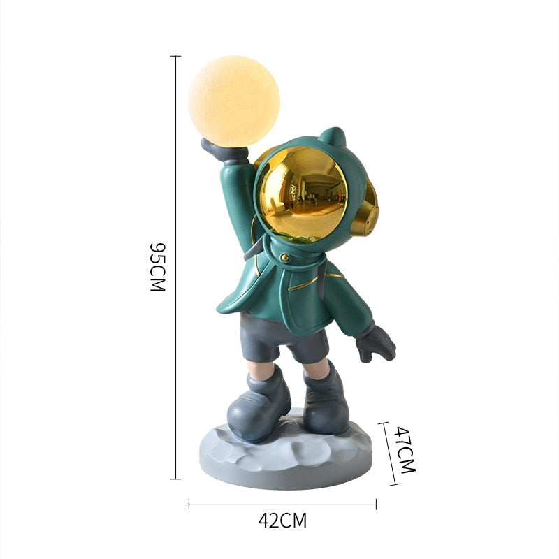 Monumental Lunar Celebration: Jumbo Astronaut Holding LED Moon Light Floor Decor