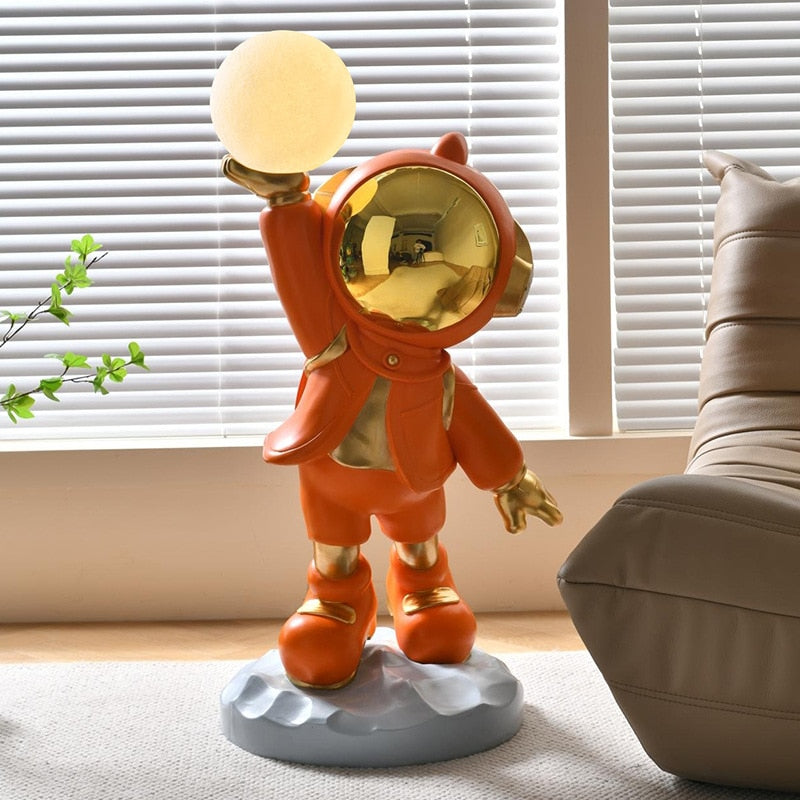 Monumental Lunar Celebration: Jumbo Astronaut Holding LED Moon Light Floor Decor