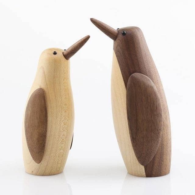 Natural Wood Penguin Sculpture - Nordic Home Decor for Animal Lovers