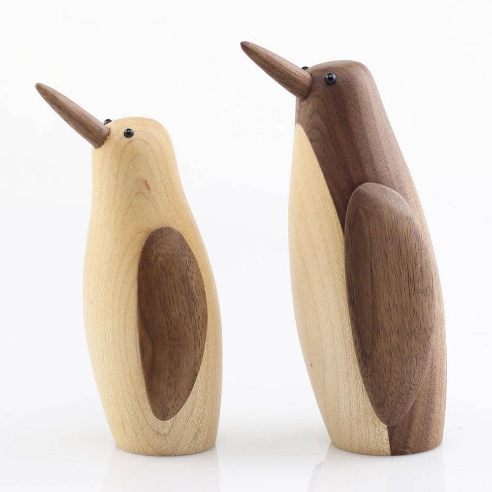 Natural Wood Penguin Sculpture - Nordic Home Decor for Animal Lovers