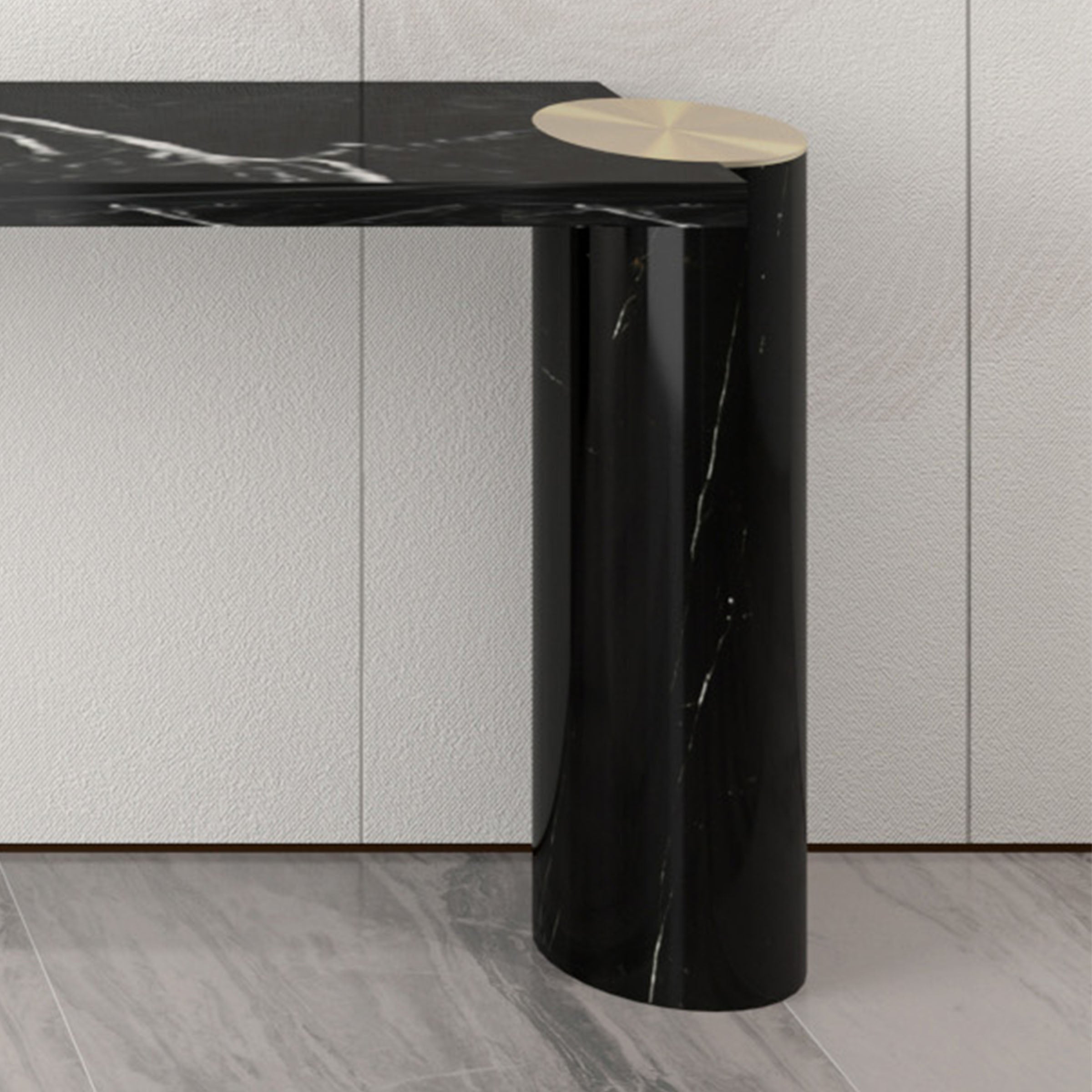 Natural Marble Console 200cm Nero Marquina Stainless Steel Champagne Gold DZ463DTN