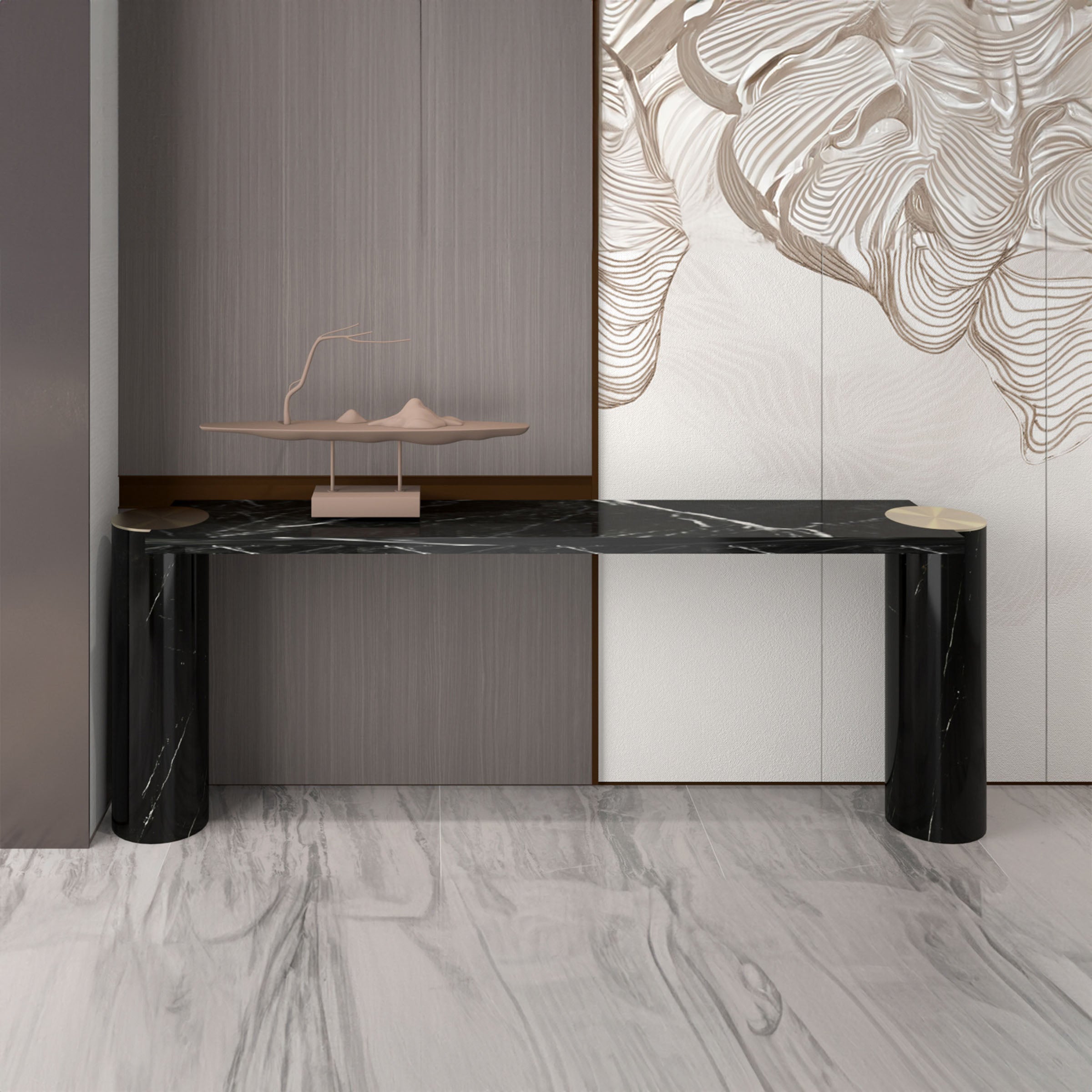 Natural Marble Console 200cm Nero Marquina Stainless Steel Champagne Gold DZ463DTN