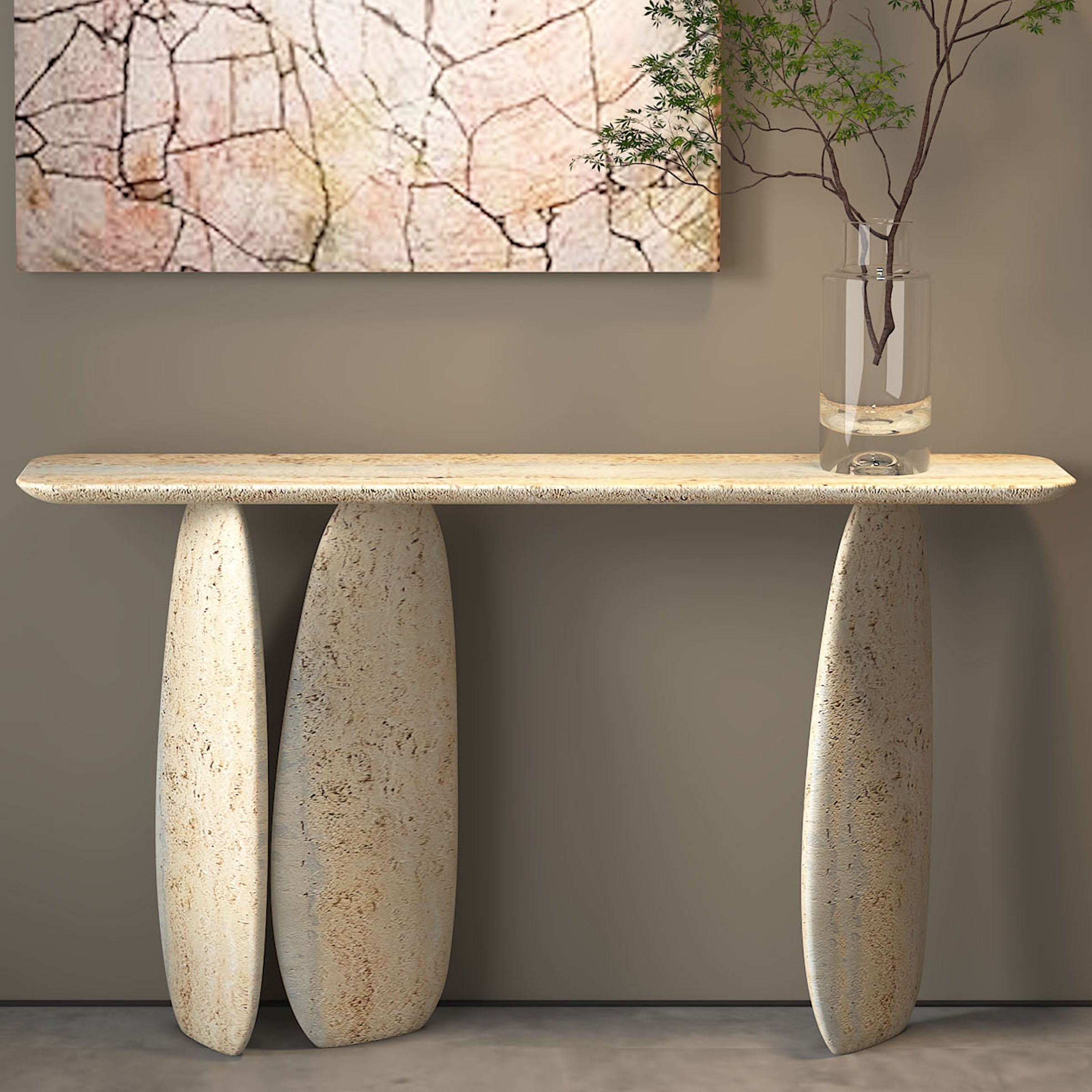 Pre-order 25 Days for Delivery - Lisbon Travertine Console Table - 495DTS